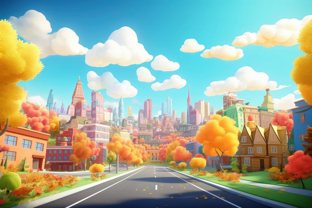 City landscape outdoors cartoon. AI generated Image by rawpixel.