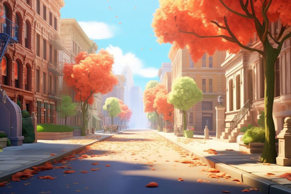 City outdoors street autumn. 