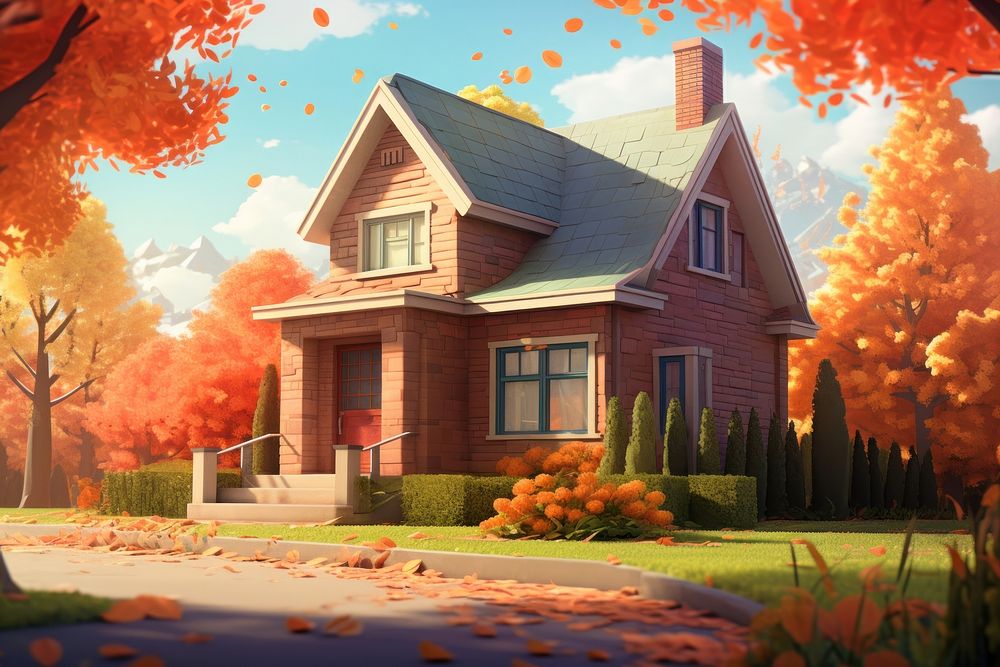 Autumn house architecture building. 