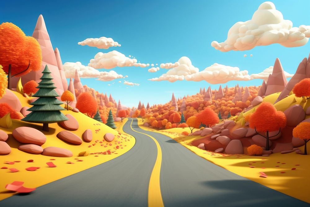 Road landscape outdoors autumn. AI generated Image by rawpixel.