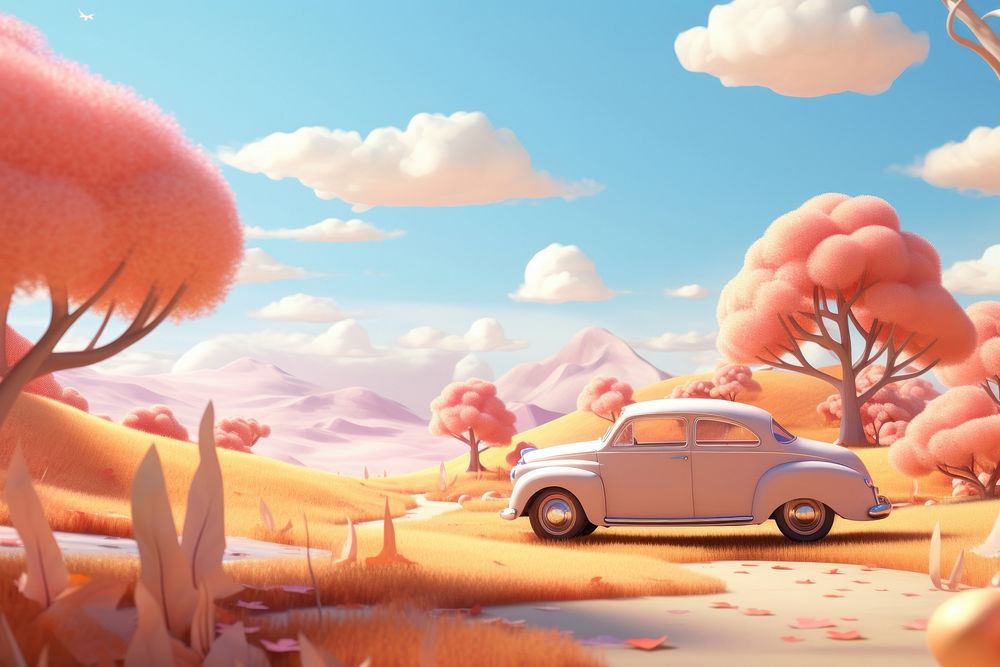 Cartoon outdoors vehicle nature. AI generated Image by rawpixel.