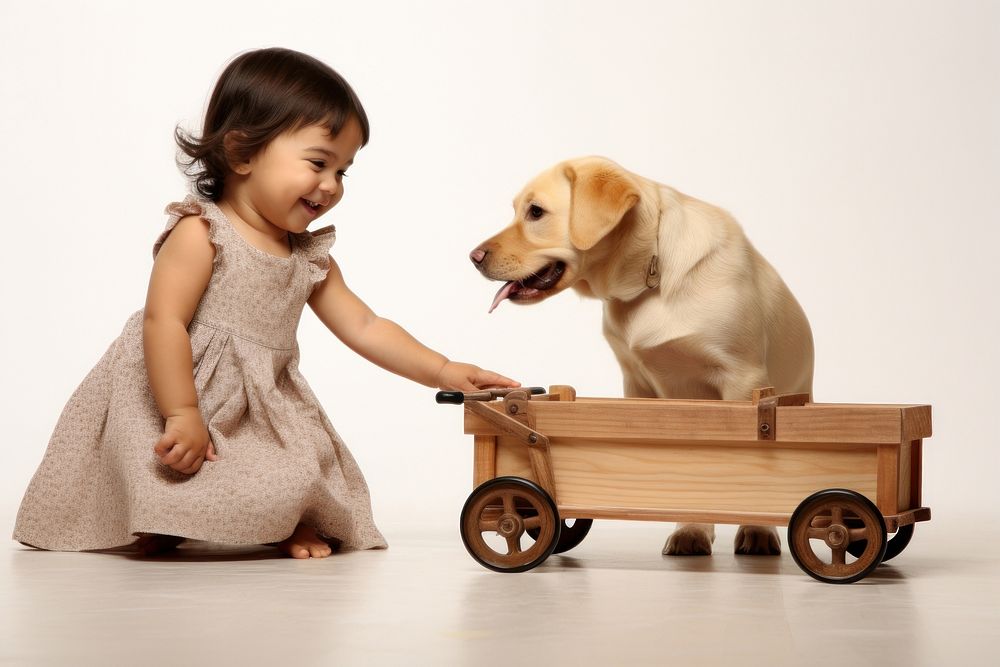 Child retriever vehicle mammal. AI generated Image by rawpixel.