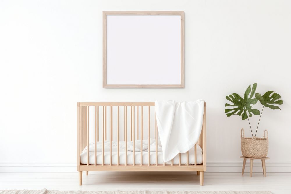 Furniture crib bed white background. AI generated Image by rawpixel.