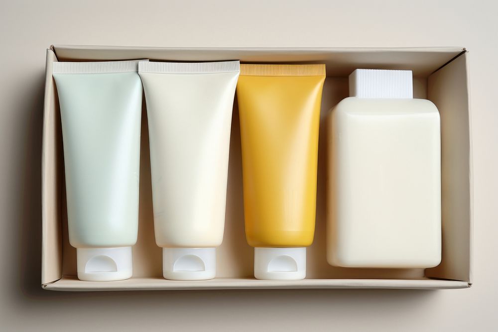 Cosmetics bottle milk variation. AI generated Image by rawpixel.
