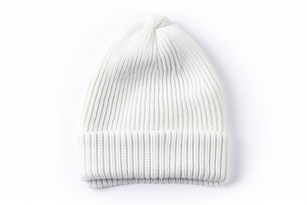 Beanie winter white white background. 