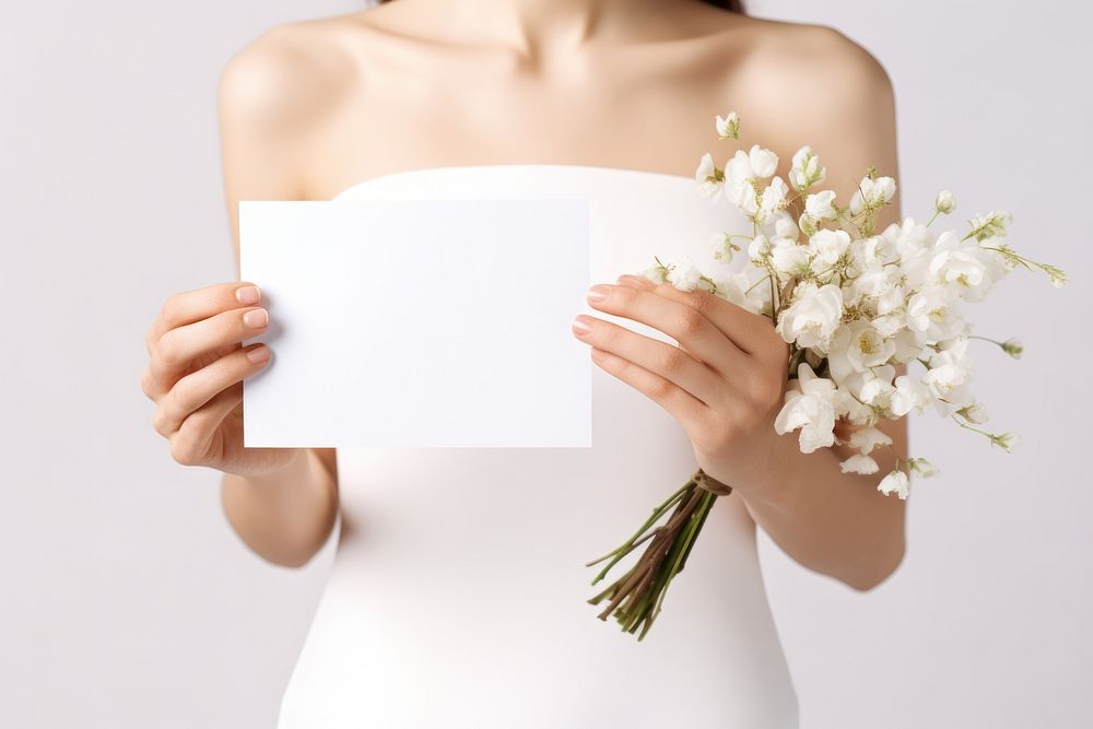 Wedding bride holding flower. AI generated Image by rawpixel.