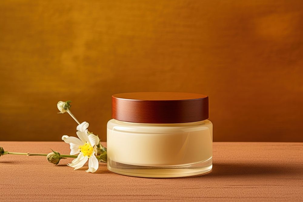 Cosmetics yellow jar container. 