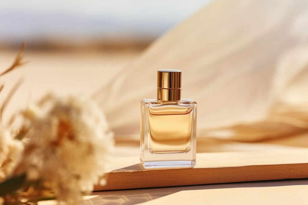 Perfume cosmetics bottle gold. 