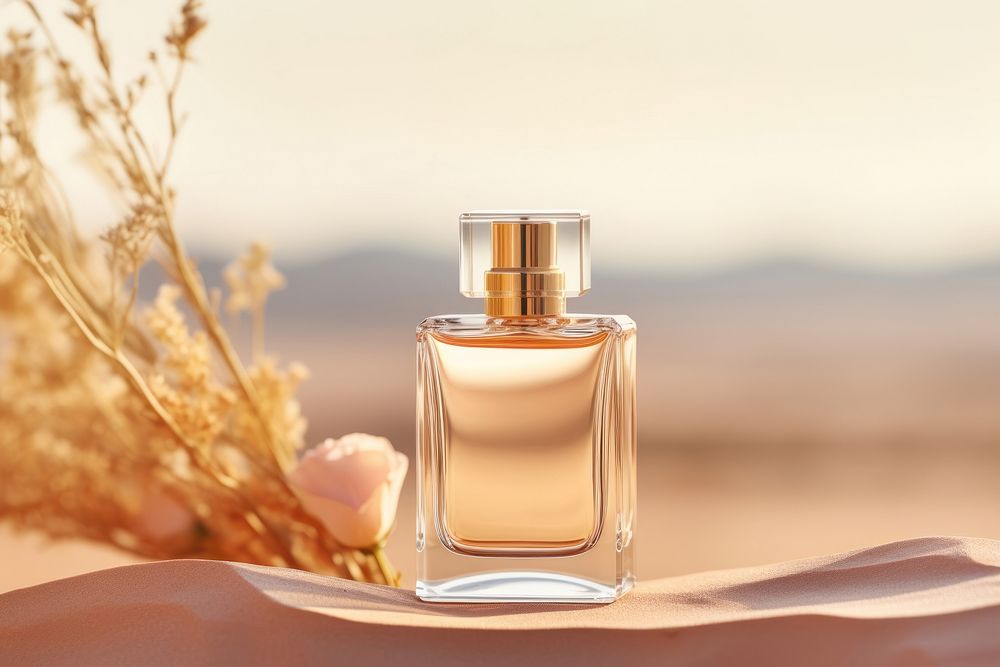 Perfume bottle cosmetics gold. AI generated Image by rawpixel.