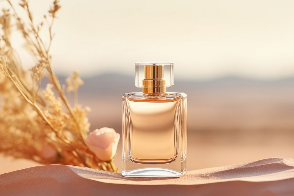 Perfume bottle cosmetics gold. 