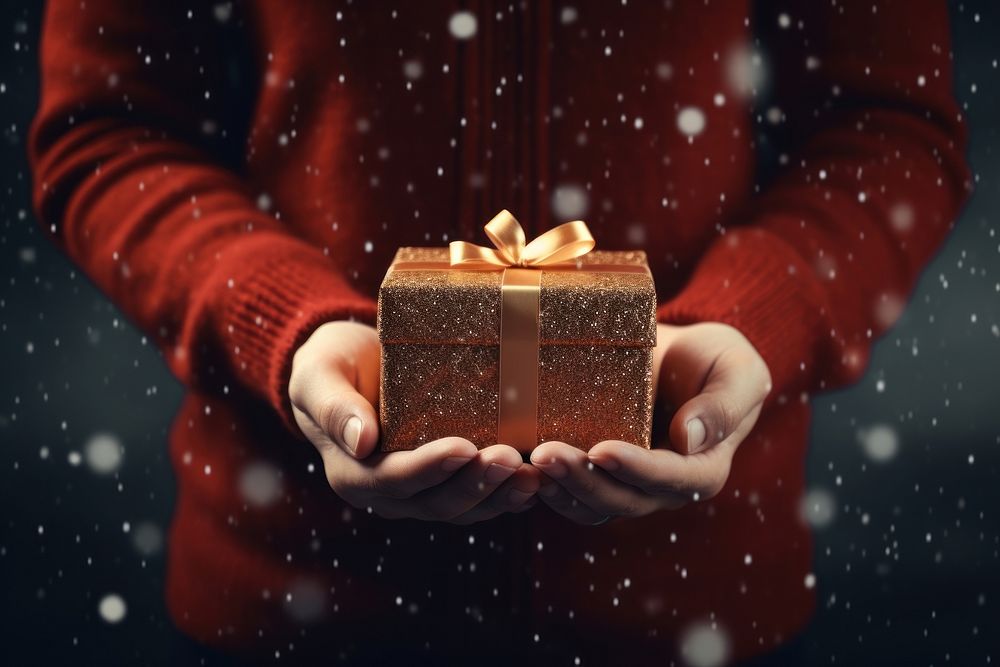 Christmas holding gift illuminated. AI generated Image by rawpixel.