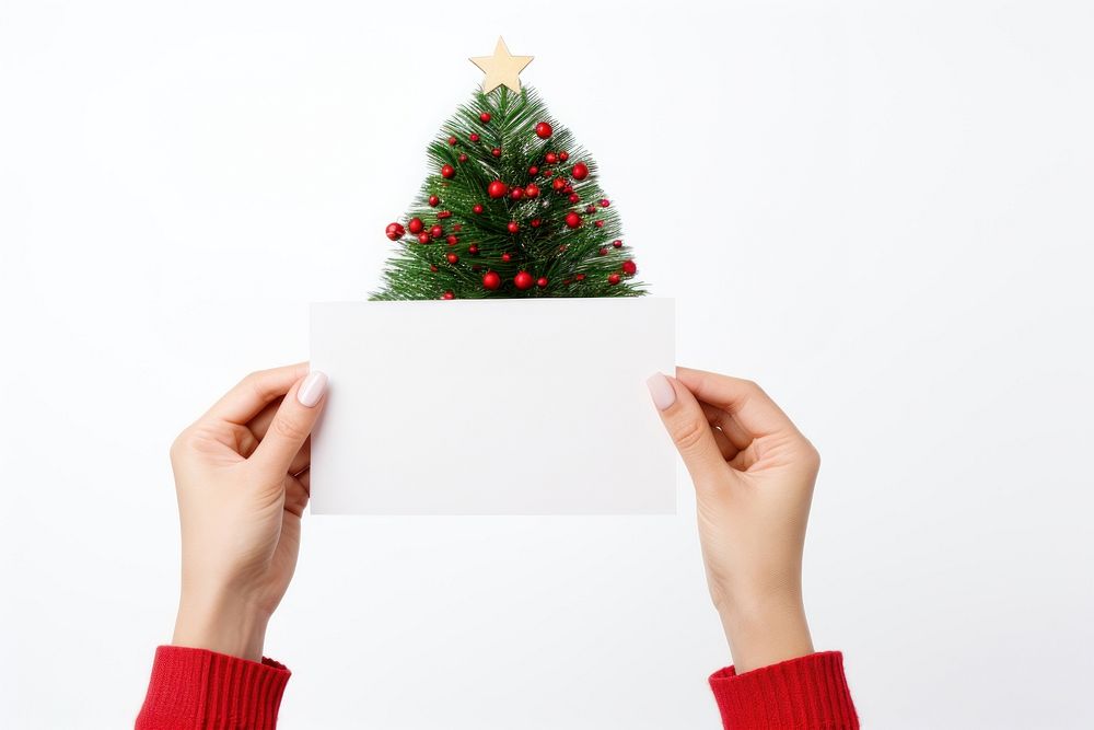Christmas tree holding paper. AI generated Image by rawpixel.