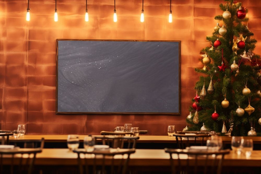 Restaurant christmas blackboard architecture. AI generated Image by rawpixel.