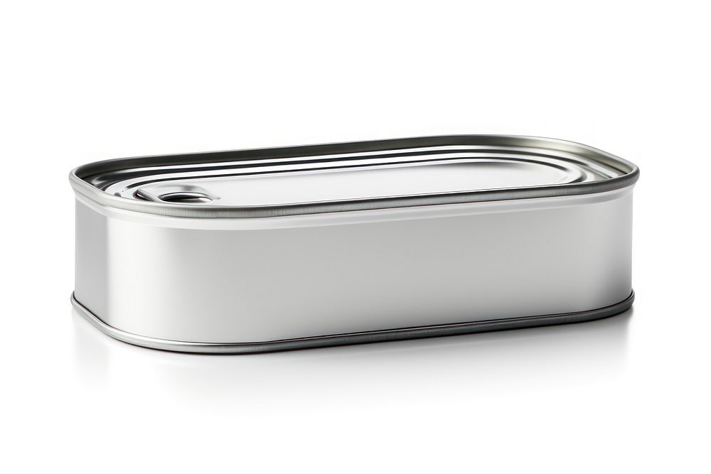 Silver tin white background container. AI generated Image by rawpixel.