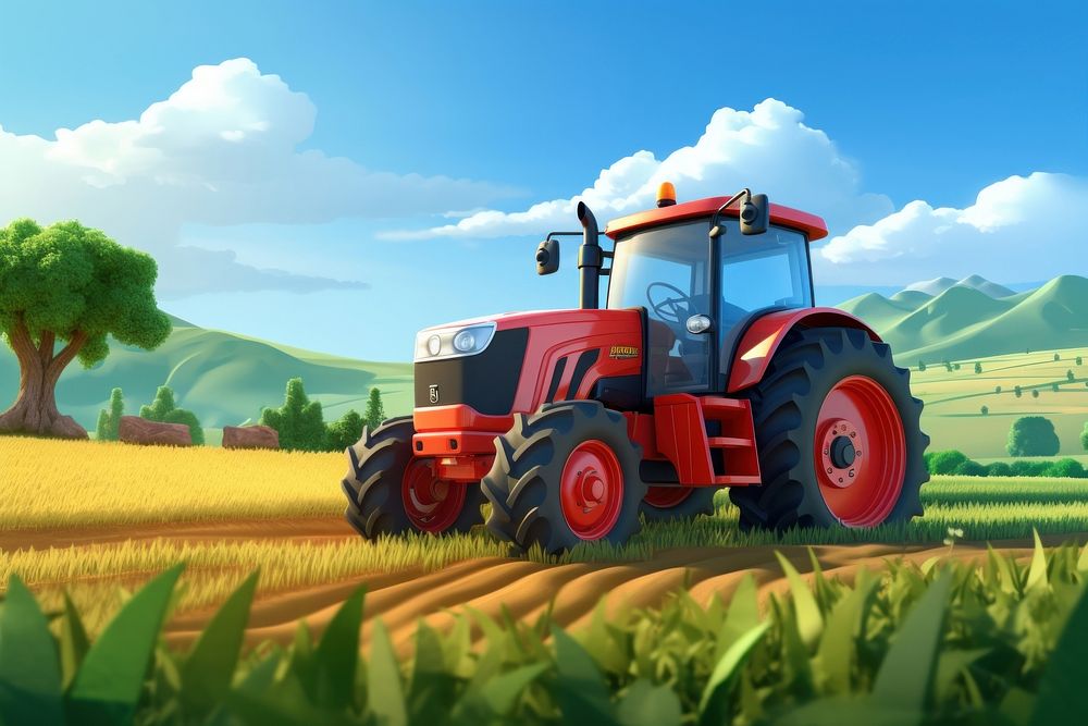 Tractor field farm agriculture. AI generated Image by rawpixel.