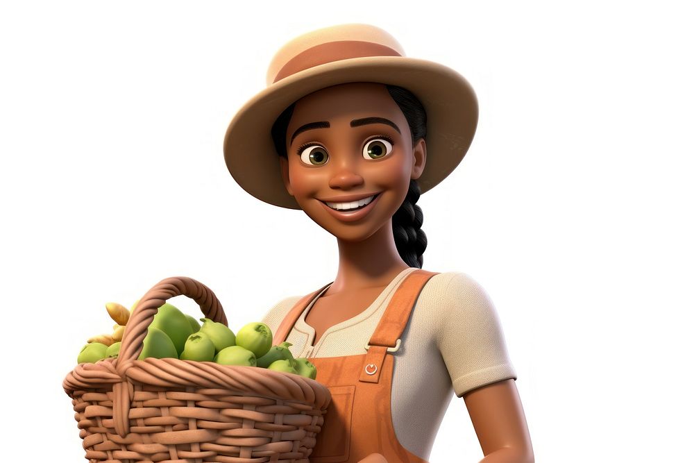 Cartoon basket vegetable smiling. AI generated Image by rawpixel.