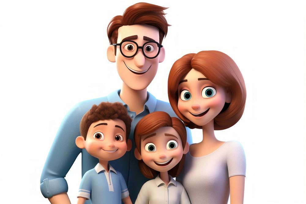 Smiling cartoon family adult. AI | Free Photo Illustration - rawpixel