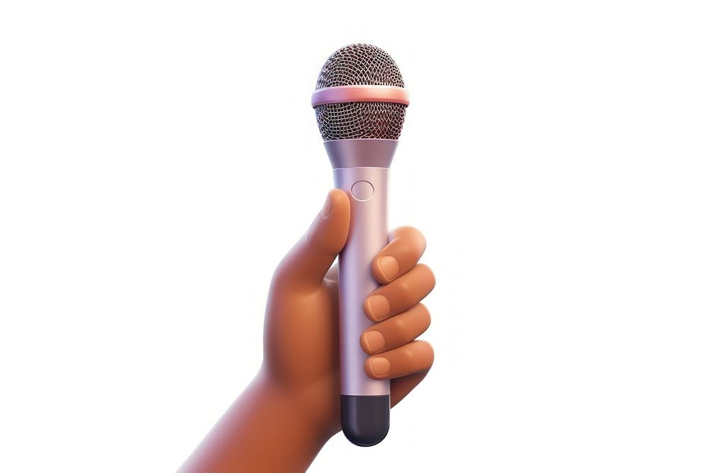 Microphone holding hand white background. AI generated Image by rawpixel.