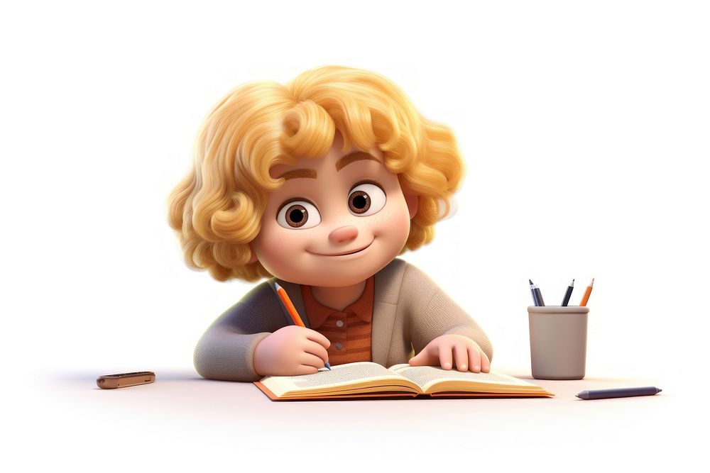 Homework cartoon doll toy. AI generated Image by rawpixel.