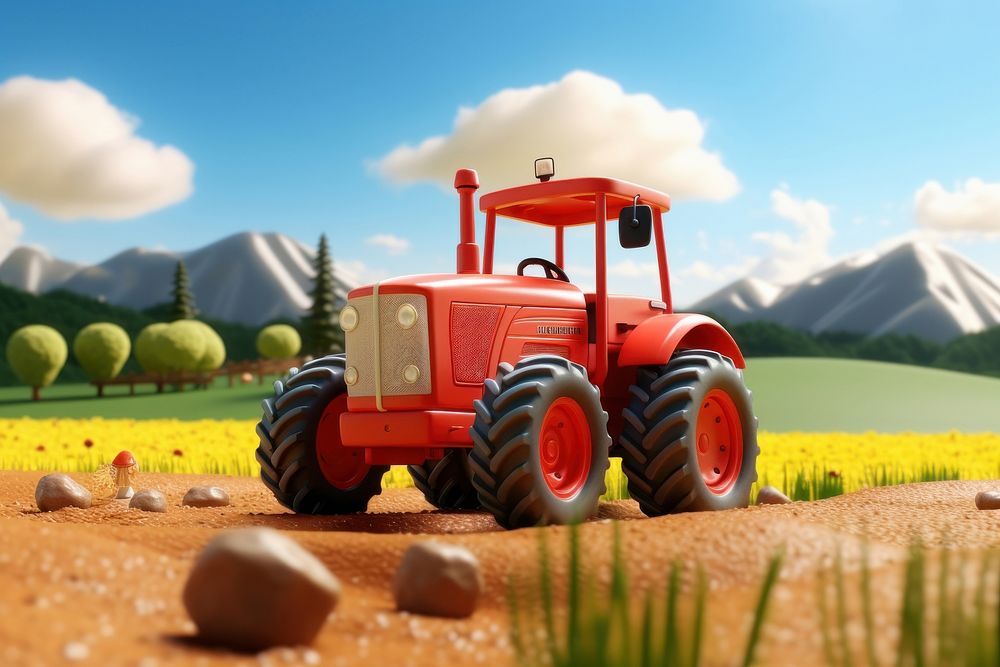 Tractor outdoors vehicle field. AI generated Image by rawpixel.