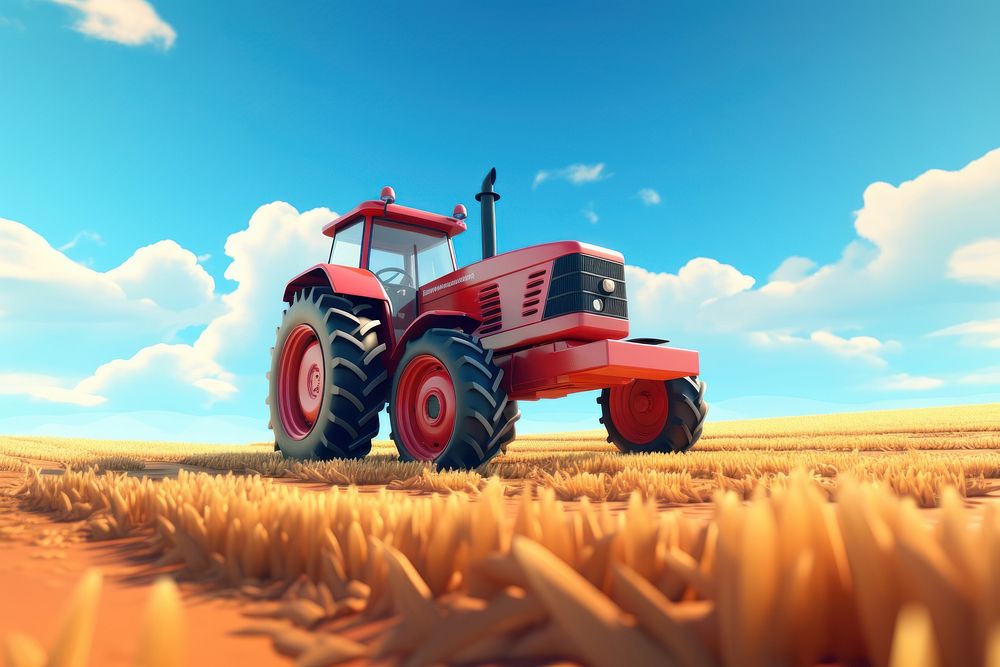 Tractor field farm agriculture. AI generated Image by rawpixel.