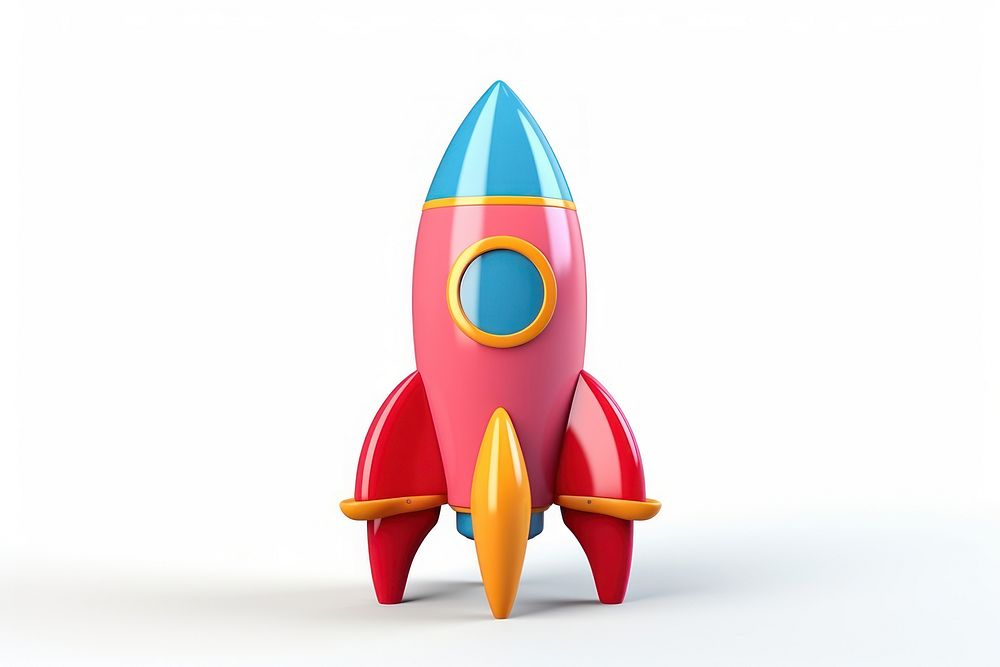 Rocket cartoon toy white background. AI generated Image by rawpixel.