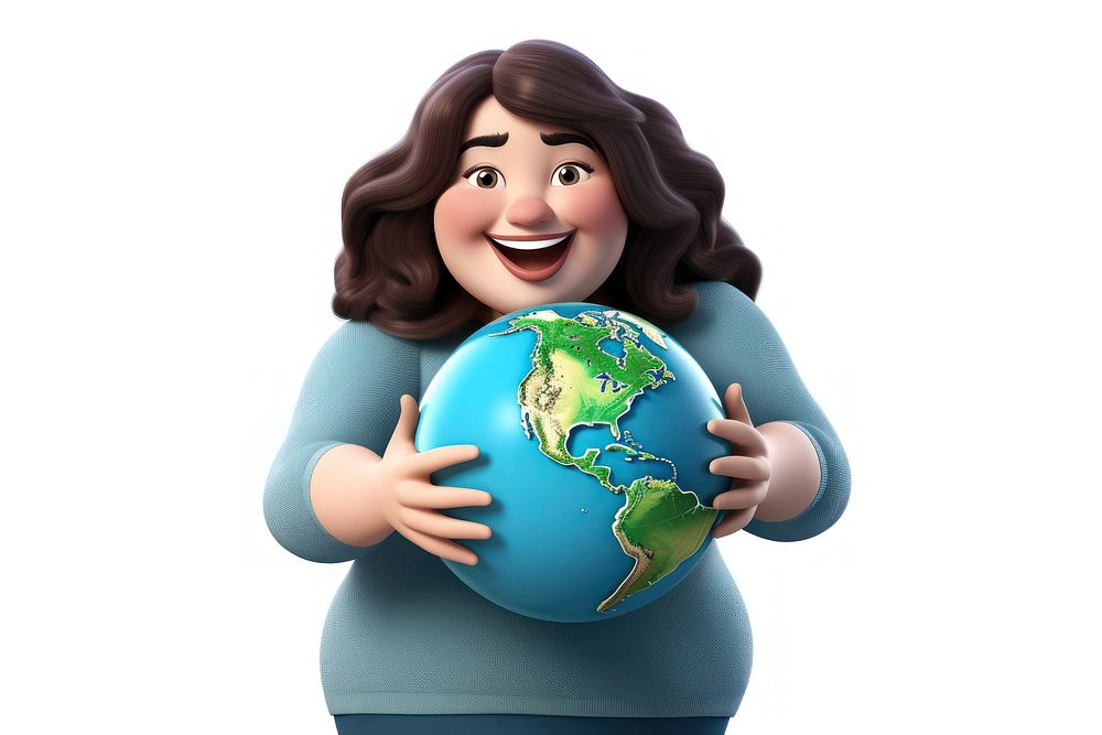 Smiling holding cartoon planet. AI generated Image by rawpixel.