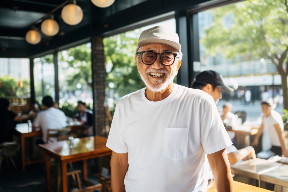 Standing smiling glasses adult. 