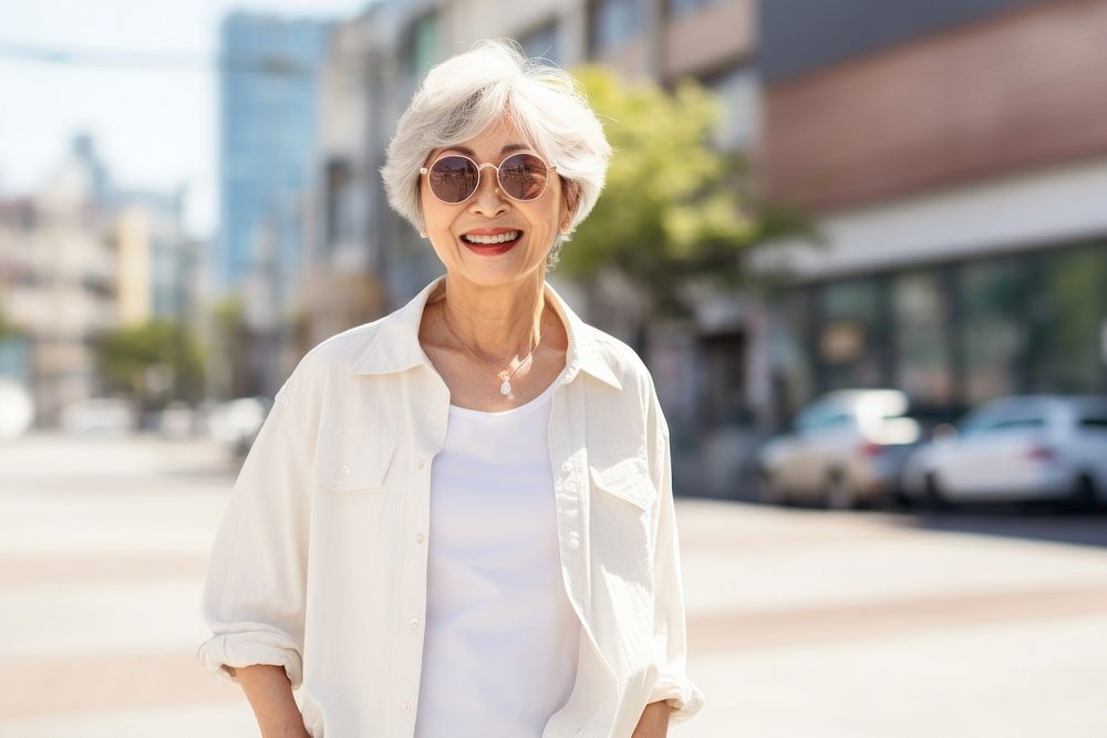 Standing outdoors smiling adult. AI generated Image by rawpixel.