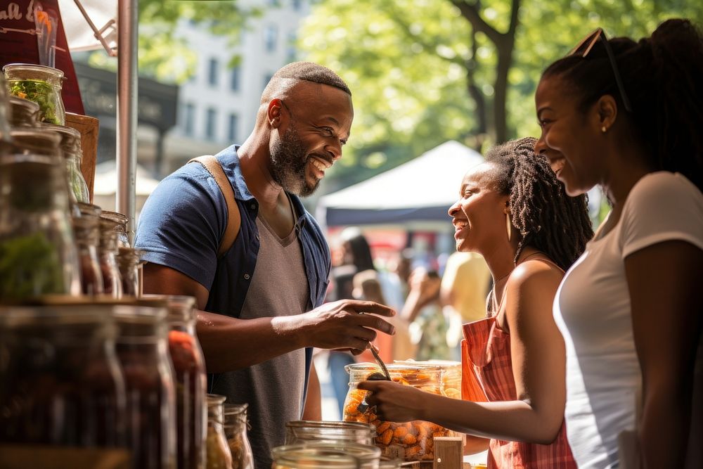 Market buying adult togetherness. AI generated Image by rawpixel.