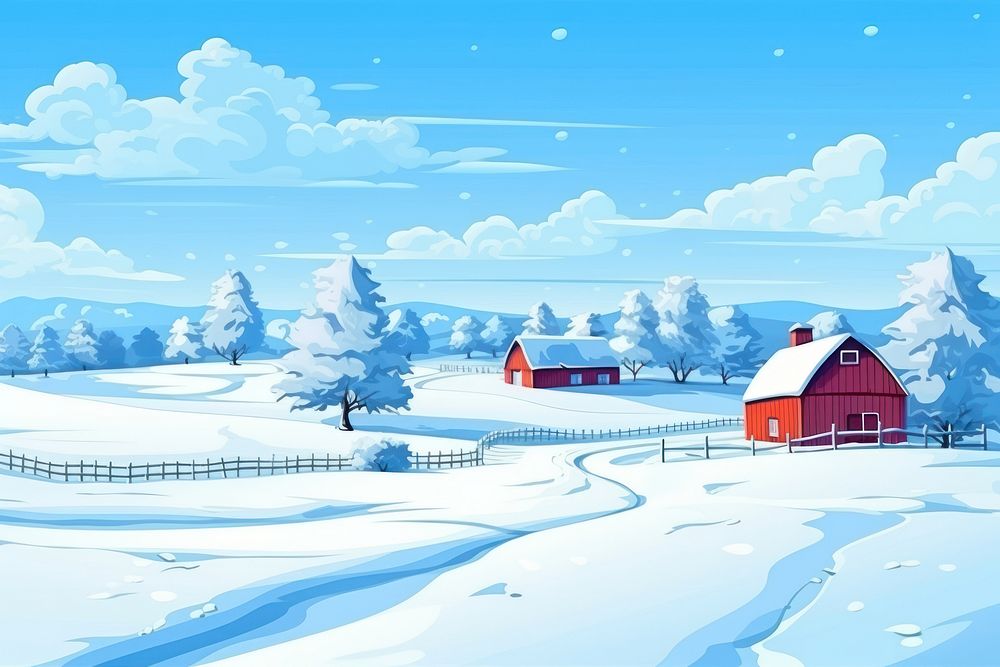 Snow landscape outdoors cartoon. 