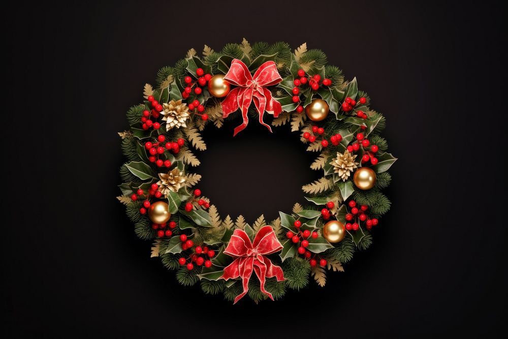 Wreath christmas plant illuminated. AI generated Image by rawpixel.