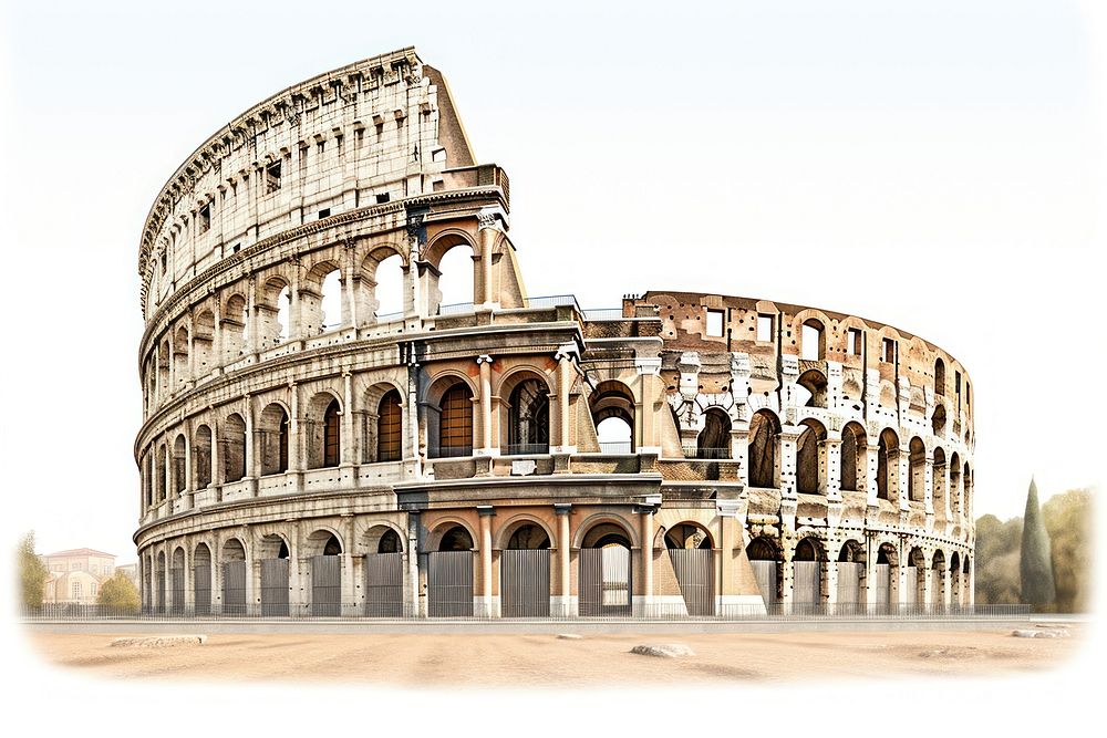 Architecture colosseum building landmark. AI generated Image by rawpixel.