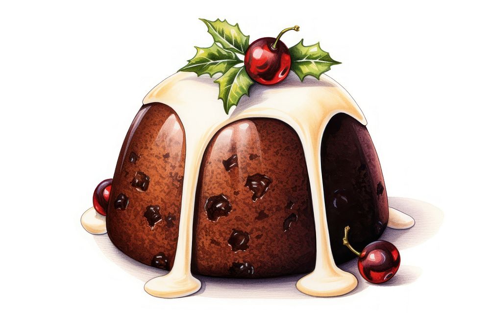 Chocolate dessert food Christmas, digital paint illustration. AI generated image