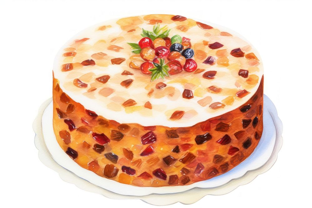 Cake dessert food Christmas, digital paint illustration. AI generated image