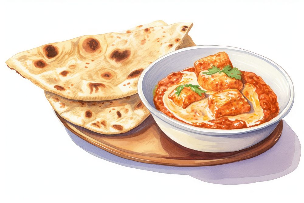 Dish bread curry food. AI generated Image by rawpixel.