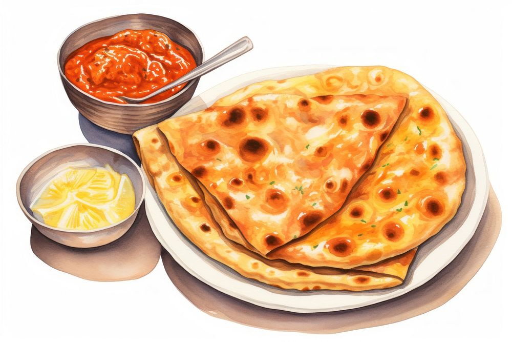 Bread food naan dish. AI generated Image by rawpixel.