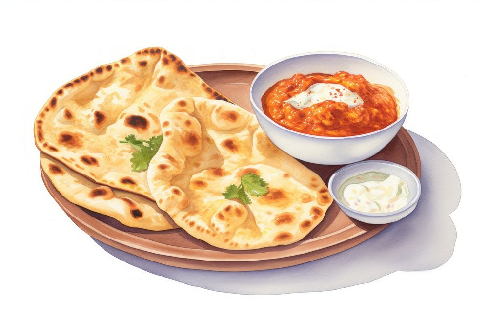 Bread naan food dish. AI generated Image by rawpixel.