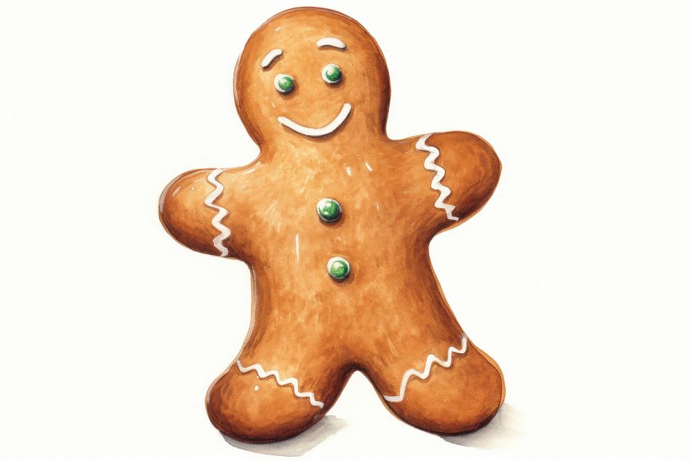 Gingerbread cookie food Christmas, digital paint illustration. AI generated image