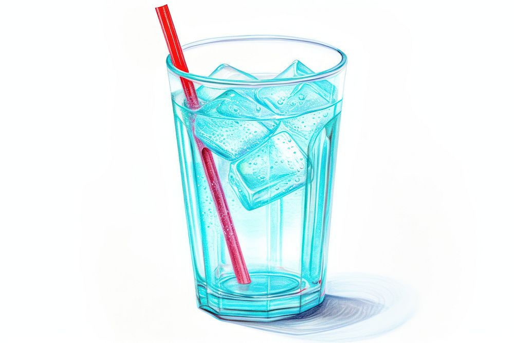Drink glass cocktail white background, digital paint illustration. AI generated image