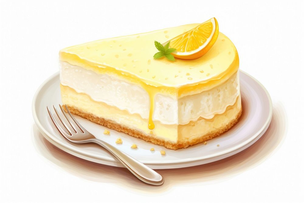 Cheesecake food dessert cream, digital paint illustration. AI generated image