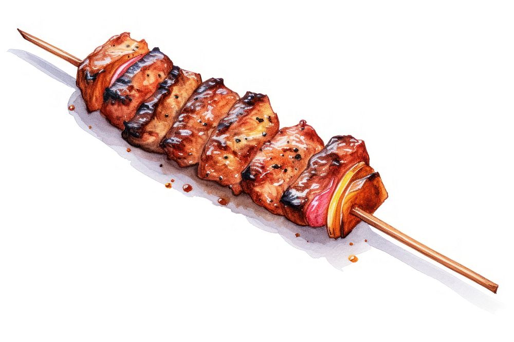 Food barbecue grilling meat, digital paint illustration. AI generated image