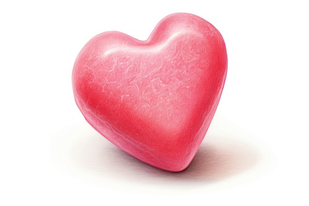 Candy heart red white background, digital paint illustration. AI generated image