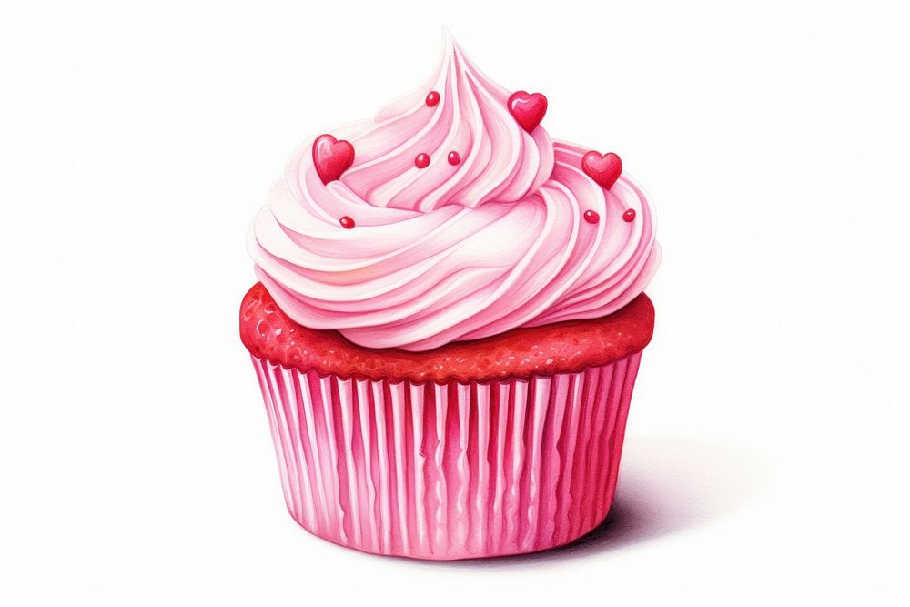 Cupcake dessert cream food, digital paint illustration. AI generated image