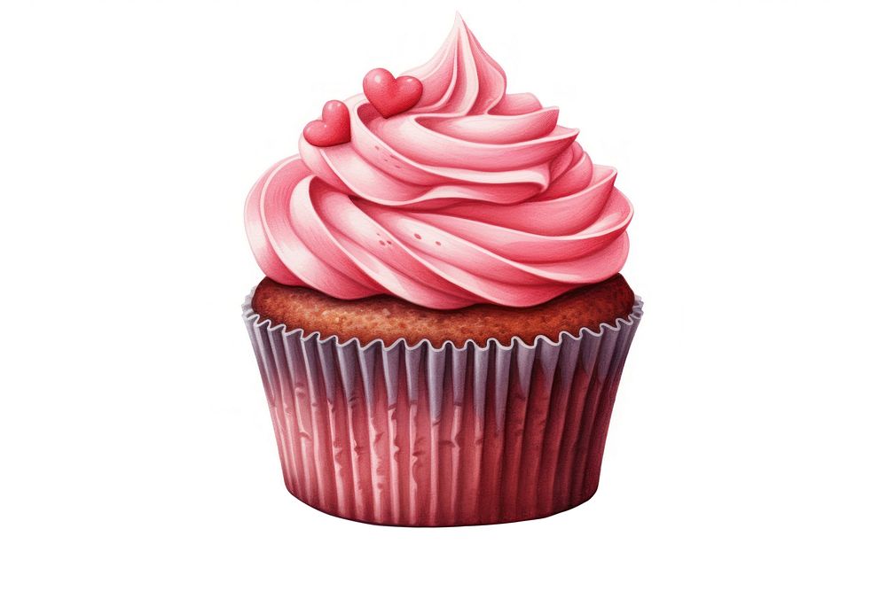 Cupcake dessert cream food, digital paint illustration. AI generated image