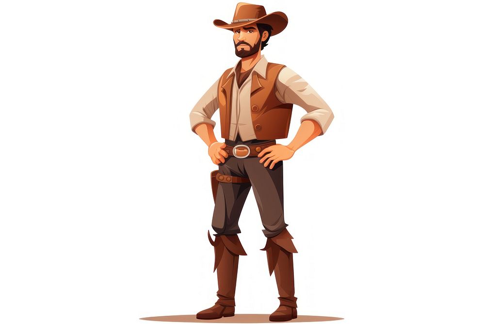 Standing cowboy adult white background. AI generated Image by rawpixel.