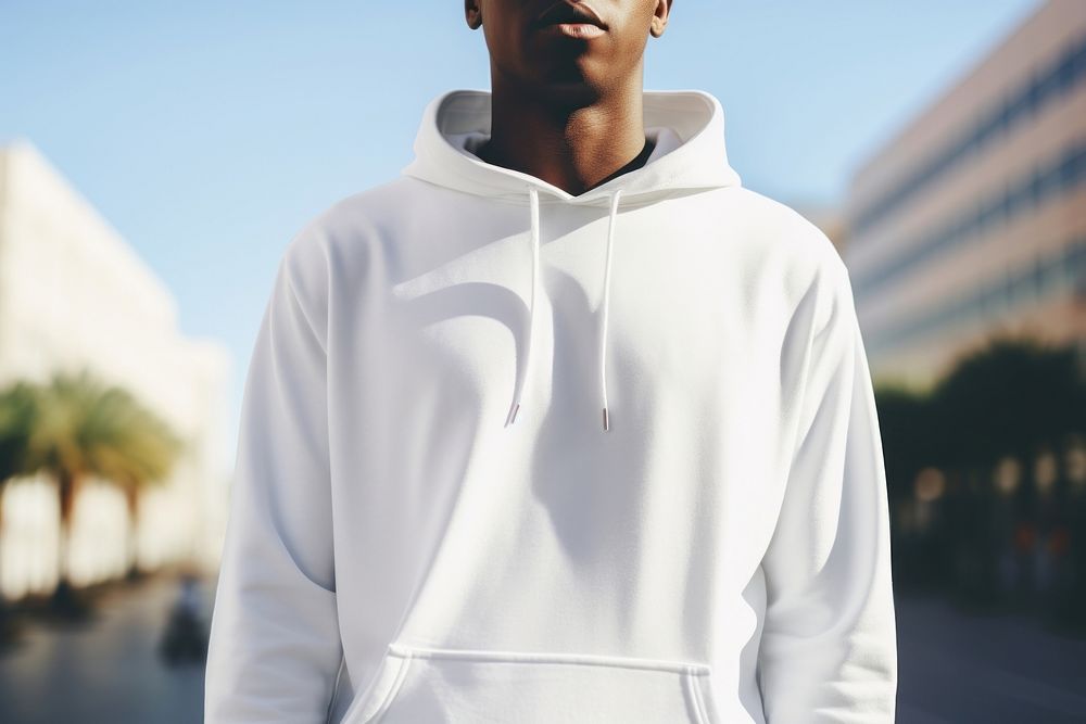 Sweatshirt outdoors hoodie white. AI generated Image by rawpixel.