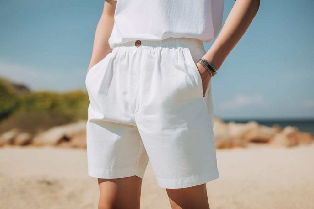 Shorts outdoors white underpants. 