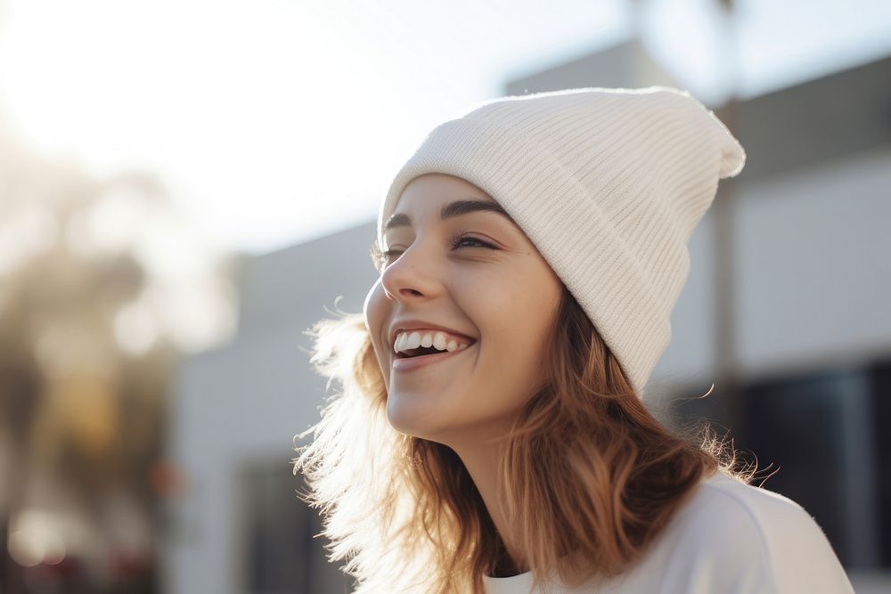 Outdoors beanie adult smile. AI generated Image by rawpixel.