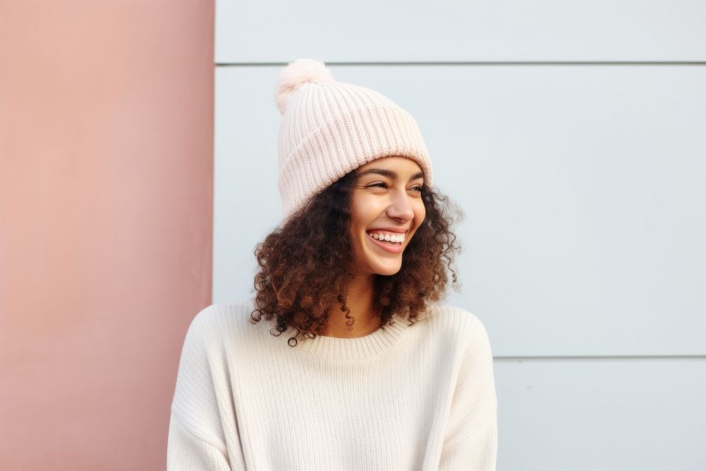 Outdoors sweater beanie smile. AI generated Image by rawpixel.